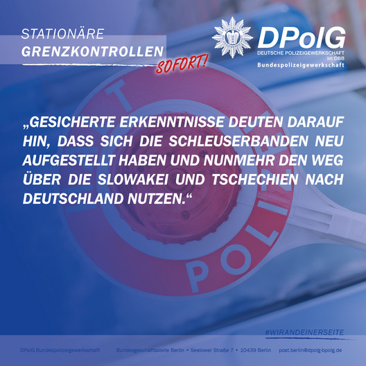 DPolG Bundespolizeigewerkschaft fordert Einführung stationärer Grenzkontrollen