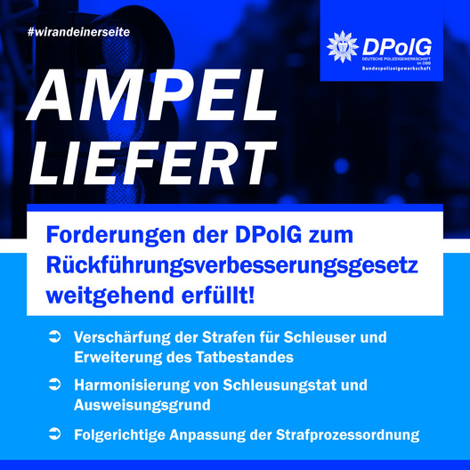 Forderungen der #DPolG zum Rückführungsverbesserungsgesetz weitgehend erfüllt!