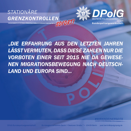 DPolG Bundespolizeigewerkschaft fordert Einführung stationärer Grenzkontrollen